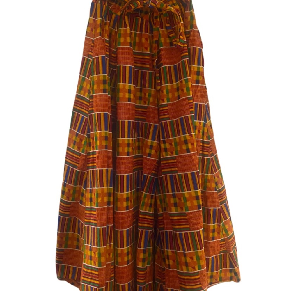 Vibrant Orange and Red A-Line Wide Leg Pants